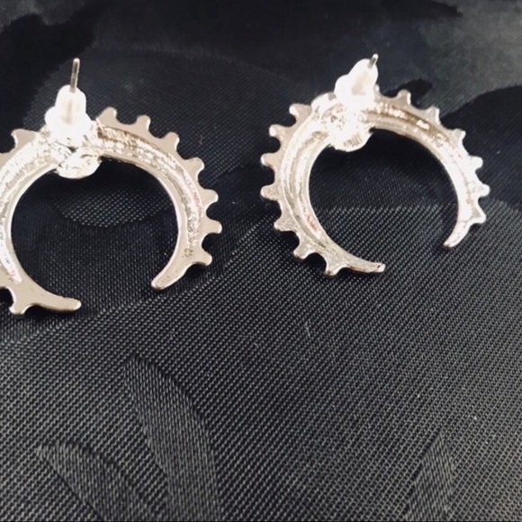 SILVER crescent moon EARRINGS BOHO HOOPS Anthro - Picture 6 of 6